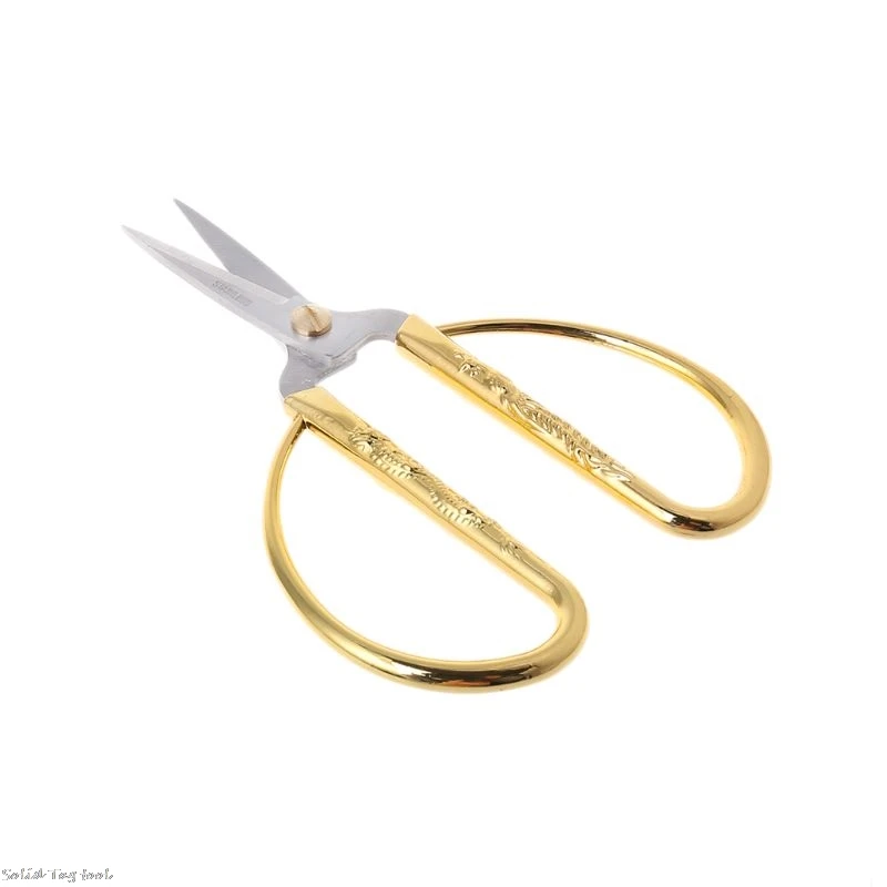 Carved Gold Tone Dragon Metal Handle Bonsai Scissors Stainless Steel Bonsai Scissor Hand Tool Cutting Tools For Kitchen Home