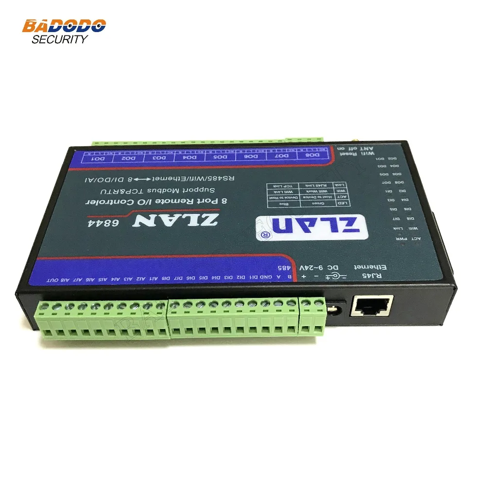 ZLAN6844 8 каналов порт дистанционного ввода/вывода контроллер RS485/Ethernet/wifi до 8 цифровой вход выход аналоговый вход поддержка modbus TCP RTU
