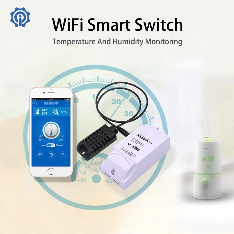 Sonoff TH 16A/10A мониторинг температуры и влажности WiFi умный переключатель Функция синхронизации с AM2301 DS18B20 датчик высокая точность