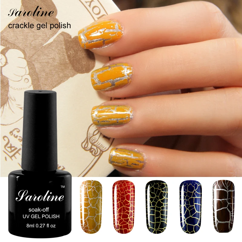 

Saroline crackle UV gel nail polish soak off 12 color led lamp Crack gel Varnish professional nail art vernis semi permanent