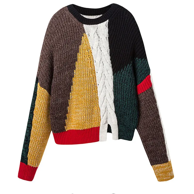 GRUIICEEN Новое поступление свитер с рукавом летучая мышь женский зимний модный брендовый дизайнерский пуловер с круглым вырезом джемпер SG-0819119 - Цвет: Многоцветный