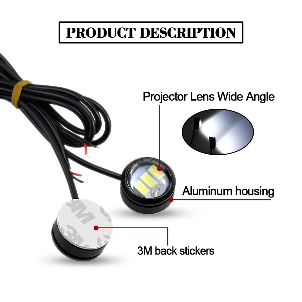 AOTOMONARCH 1 шт. светодиодный дневные ходовые огни ДХО "Орлиный глаз" 23 мм Автомобильный Стайлинг без ударов с обратным клеем 12 в водонепроницаемый Универсальный CE