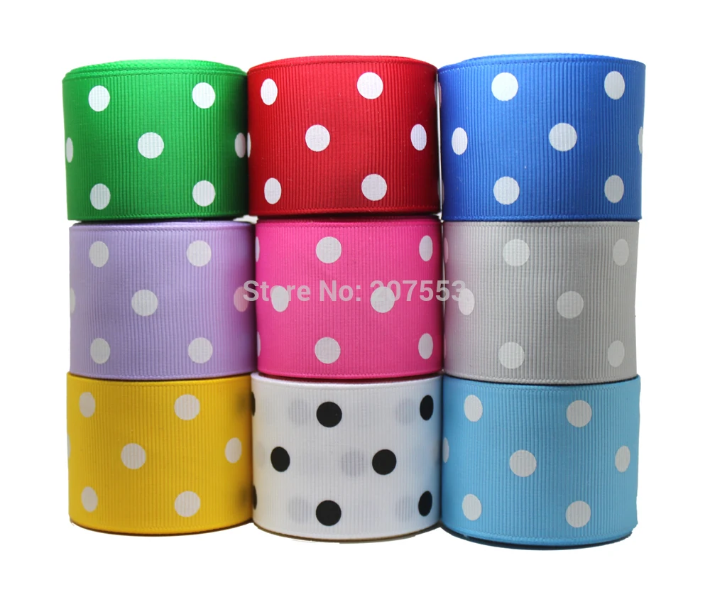 9yards1-1/2 &quot(дюйм) 38 мм в горошек Grosgrain ленты для волос банты 9 цветов смешанные | Дом и