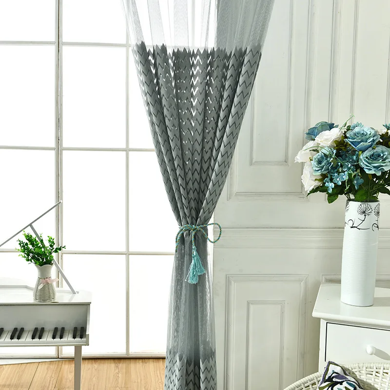 Modern Striped Tulle Curtains For Living Room Window Luxury Semi Sheer Curtains For Bedroom Treatments Voile Drapes Fabric Modern Striped Tulle Curtains For Living Room Window Luxury Semi Sheer Curtains For Bedroom Treatments Voile Drapes Fabric