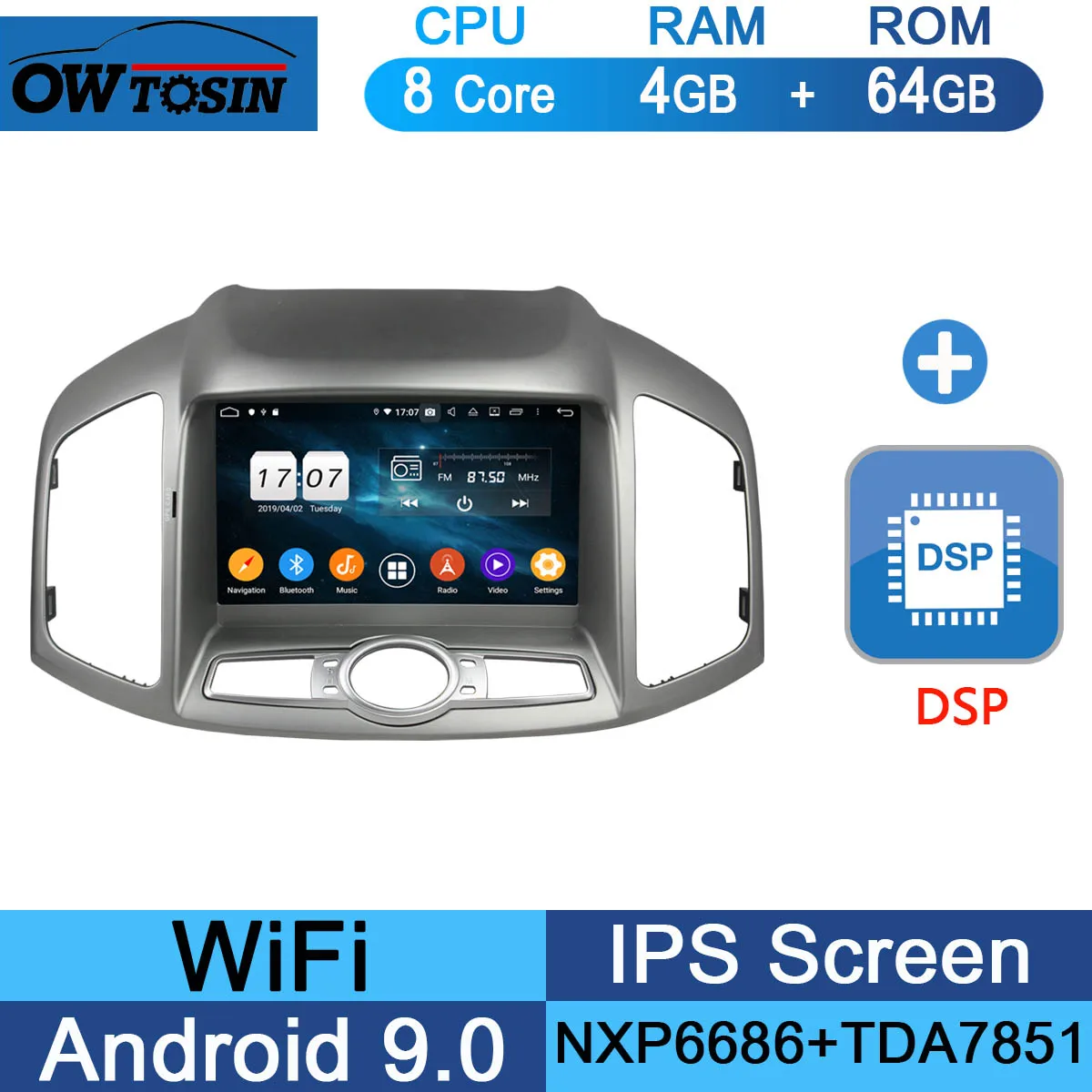 " ips 1920*1080 8 Core 4G ram+ 64G rom Android 9,0 автомобильный dvd-плеер для Chevrolet Captiva 2011- DSP радио gps Parrot BT Adas - Цвет: 64G DSP