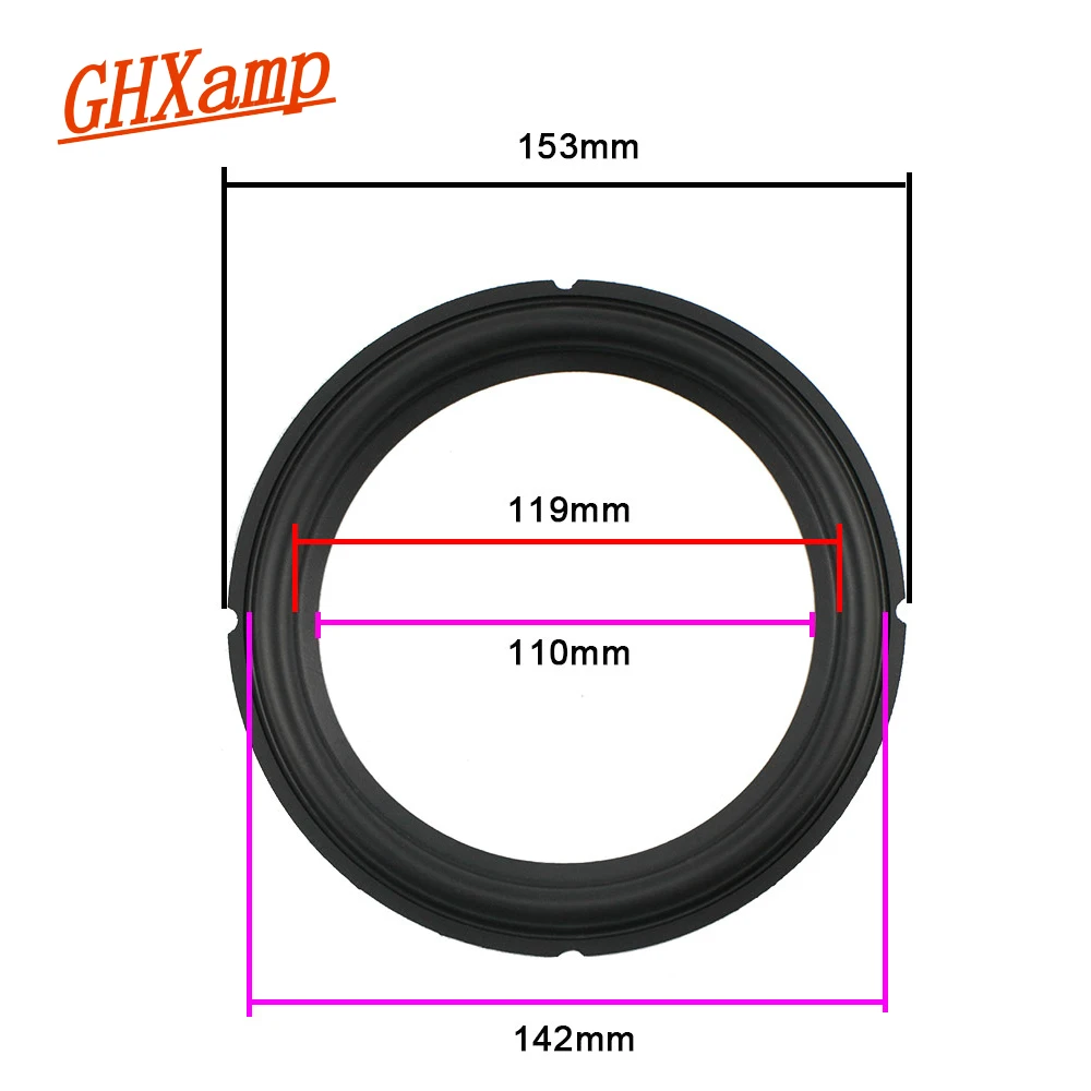 Ghxamp 6,5 дюймов динамик резиновый край Подвески 153 мм мягкий объемный боковой с зазубриной края запчасти для ремонта динамика для A606 2 шт