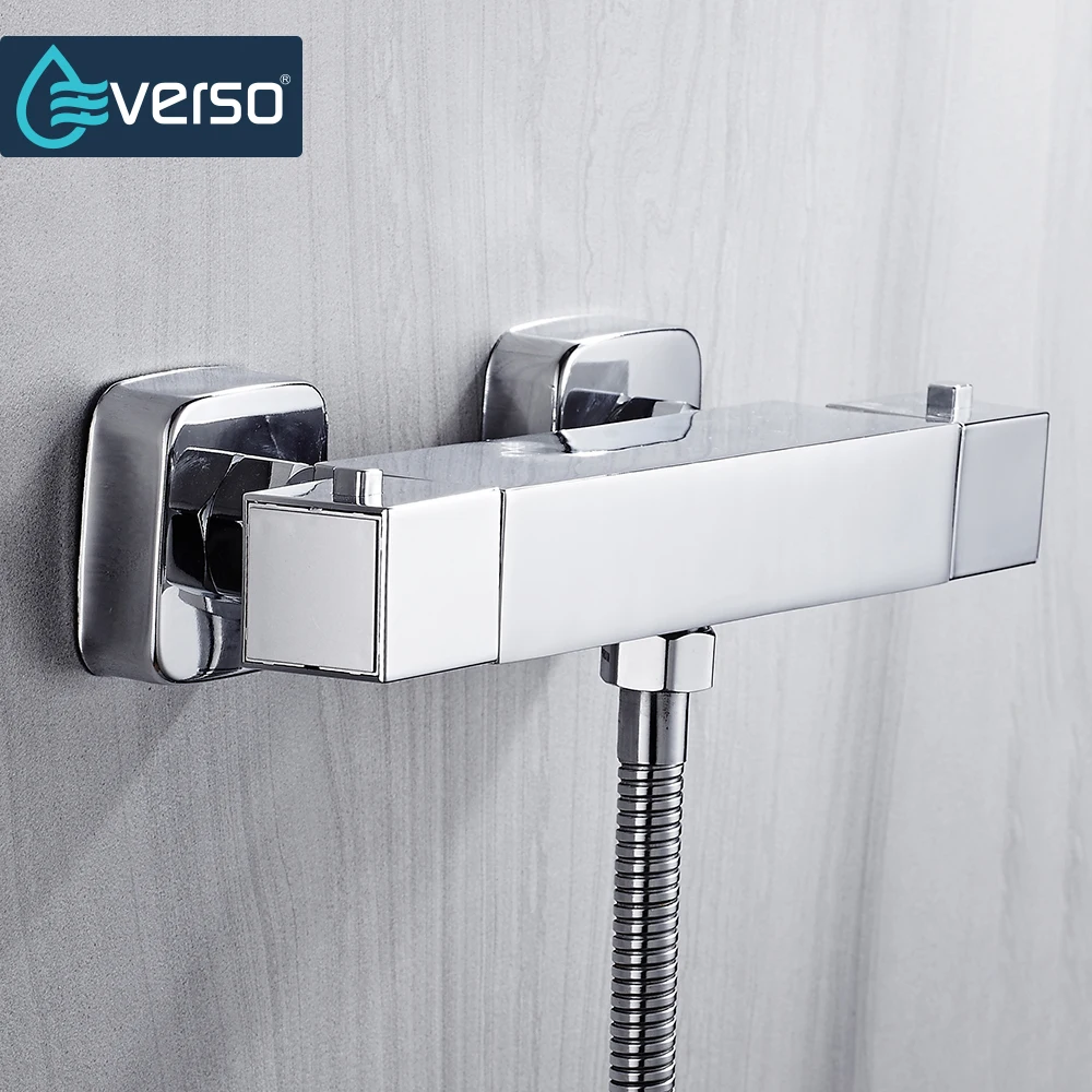 Squared Thermostatic Mixer Shower Faucets Bathroom Faucet Thermostatic