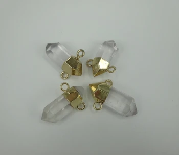 

4pcs/lot Dream White Crystal Bead Gem Point Pendats Shape Jewelry Beads Jewelry Making Connector
