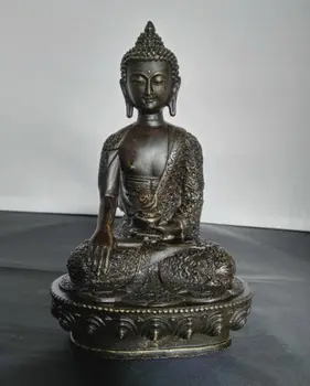 

8" Old Tibet Tibetan Buddhist Bronze Shakyamuni Buddha Statue