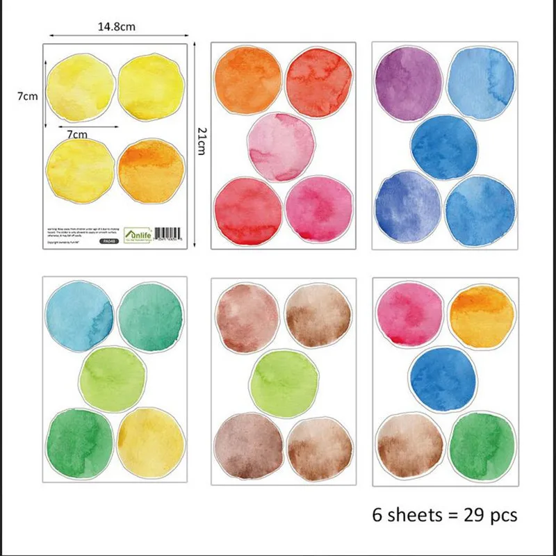 

29pcs/set Dot Watercolor Wall Sticker Color Circle Wall Decals DIY Life anywhere Home Decoration Cute Stickers For Kid's Bedroom