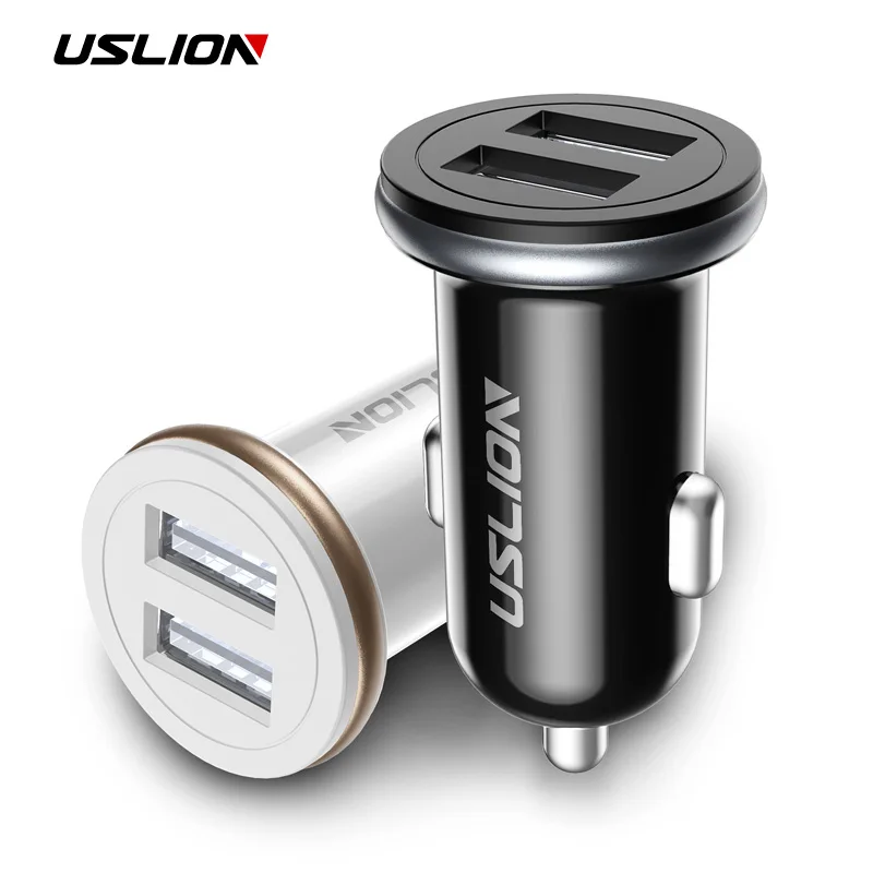 USLION Dual USB Car Charger For Mobile Phone Tablet GPS Mini Car-Charger for iPhone Huawei Xiaomi Samsung Charger Adapter in Car