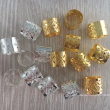 50 шт./лот золотого, серебряного цвета 10/12 мм волос косы страх Dreadlock Бусины регулируемые манжеты клип приблизительно 11 мм отверстие микро кольцо Бусины