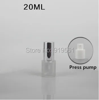 

20ml Frosted Lotion Bottle with Silver lid cosmetic container Empty Press pump/spray Bottle glass bottle cosmetic packaging