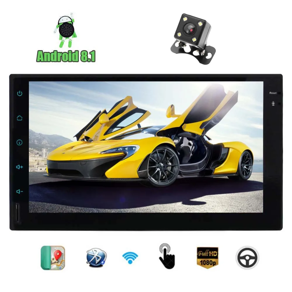 

2 Din Head Unit No-DVD Player GPS Navigation Car Radio Built-in Bluetooth WiFi FM/AM /RDS/USB 7" Android 8.1 Quad core 2GB RAM