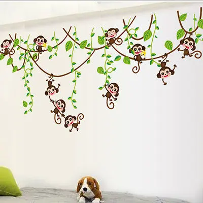 new jungle monkey tree wall sticker vinyl removable kids diy nursery