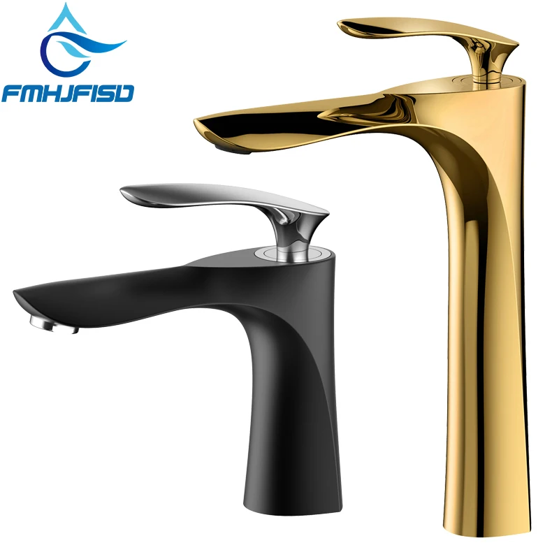 FMHJFISD широко распространенный Золотой латунный Смеситель для ванной комнаты с двумя ручками, смеситель для раковины