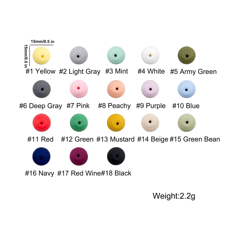 Let's make Silicone Beads Teethers 15mm 20pcs DIY Threaded Silica Beads BPA Free 4-6 Months Spiral Food Grade Silicone Teething
