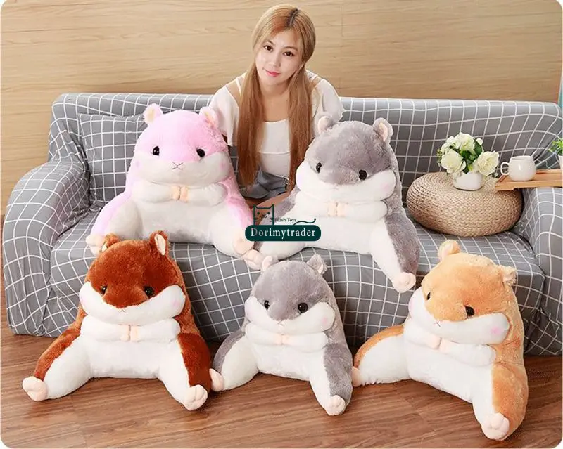 Dorimytrader Lovely 50cm x 55cm Soft Cartoon Hamster Plush Pillow Anime Waist Cushion Stuffed Animal Hamster Toy Doll DY61720 (18)
