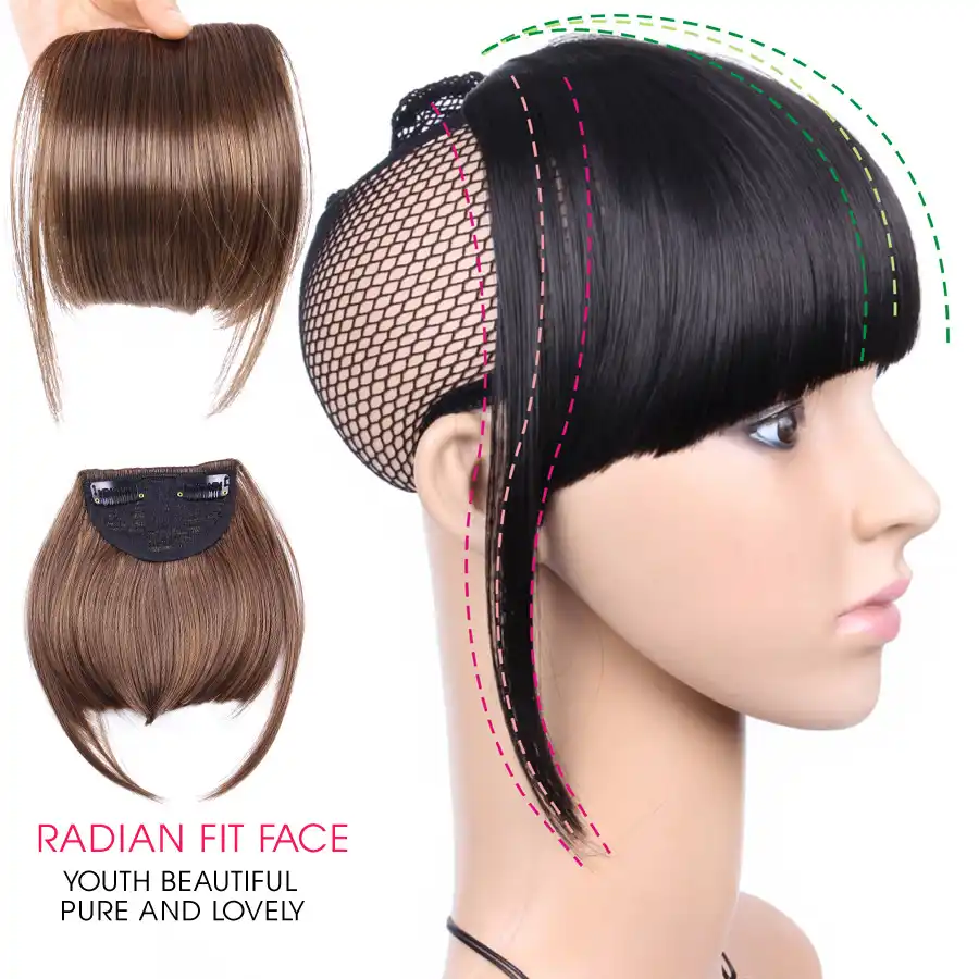 Alileader Fake Fringe Bangs Clip Ons 6 Inch Short Straight Front