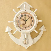 Европейские часы "Штурвал" креативность современной гостиной офис Средиземноморский тихий сплошная деревянная стена часы