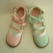 Принцесса сладкий Лолита готика Лолита горный хрусталь милый бант плоский каблук обувь an8866 Лолита кружева на плоской подошве