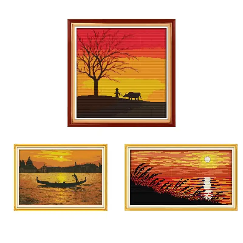 Sunset Counted Cross Stitch 11CT Printed Unfinished 14CT Cross Stitch