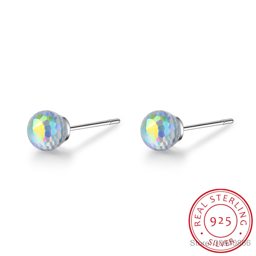 

Colourful Crystals Stud Earring New Fashion Round Bella ball Earrings For Women Elegant Party Wedding Jewelry