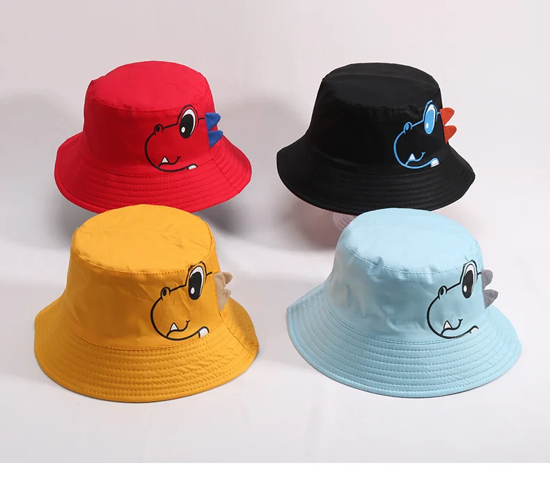 Dinosaur Baby Hat Cotton Double-sided Bucket Hat Baby Spring Autumn Cap Kids Hats Toddler Baby Accessories 1PC