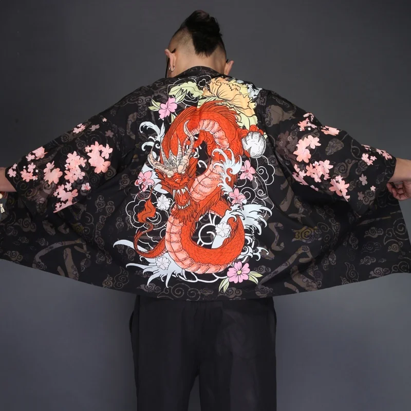 Мужской кардиган-кимоно haori yukata костюм самурая пиджак кимоно рубашка TA475 |
