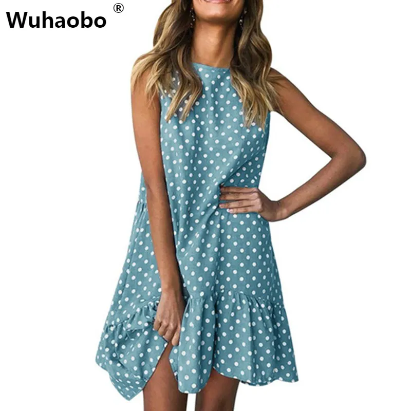 Wuhaobo платье Wave Point Раффлед для женщин 2019 летняя Новинка Модная Уличная обувь