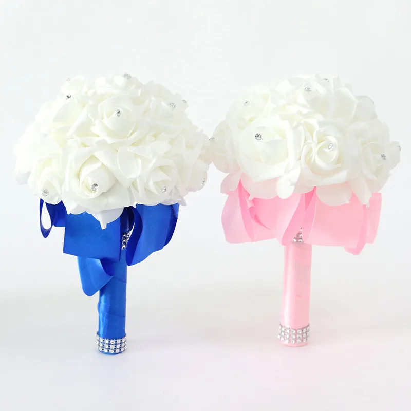 Flone Artificial Wedding Bridal Hand Holding Bouquet Bridal Bridesmaid Rose Flowers Fake Flower Party Home Decor Floral (14)