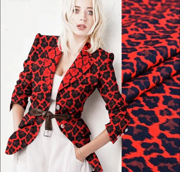 Юбка в Южно-Корейском стиле для гостей на жаккардовой ткани с леопардовым принтом волновой точки смесовая пенька ткань Красного контур стоимости ткани; а также продукции изготовления под заказ