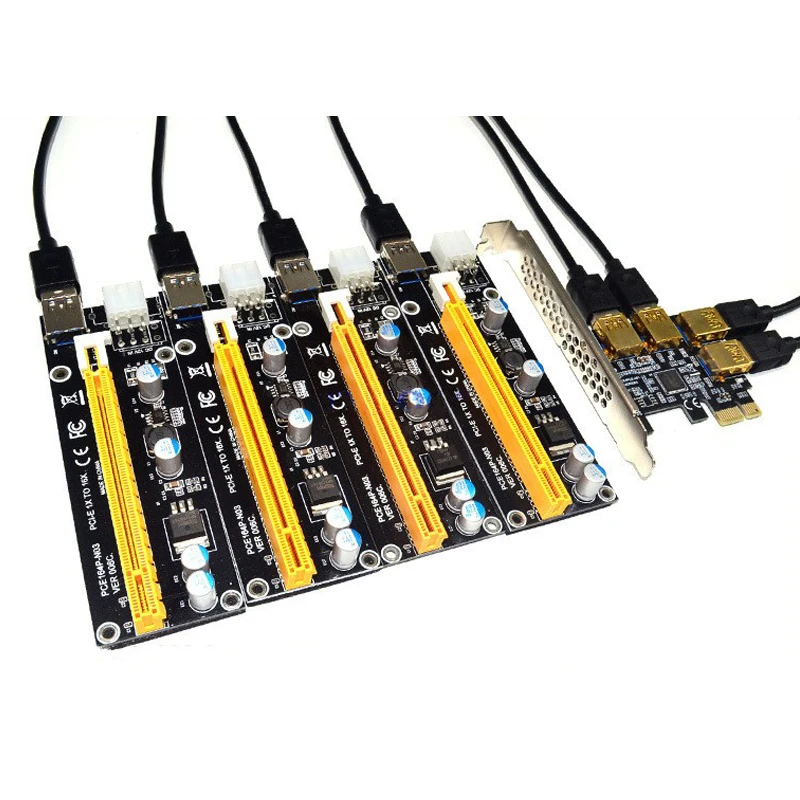 Новая карта расширения PCIe от 1 до 4 PCI express 16X Слоты Райзер E 1X e слот адаптер USB 3 0