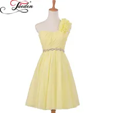 JAEDEN A Line Bridesmaid Dresses Beading Sequined Crystal Flowers One Shoulder Pleat E113 Sweetheart Party Gowns 2017