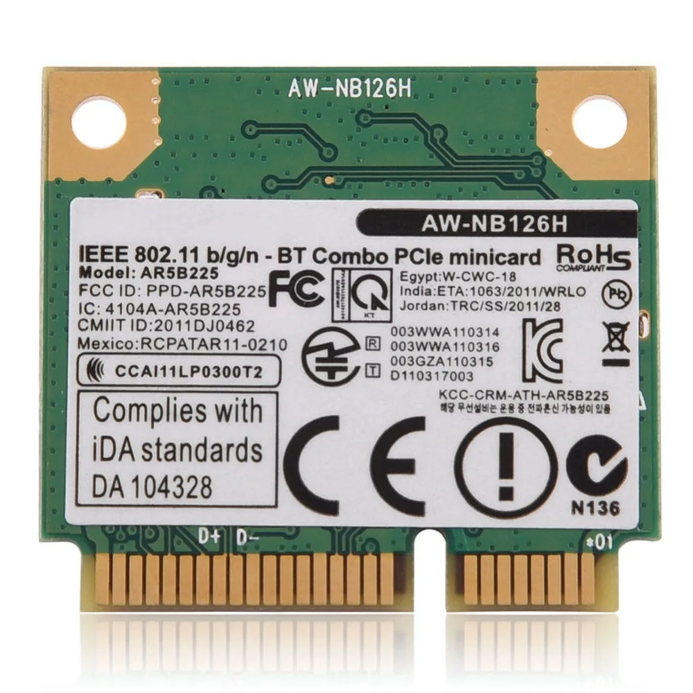 Карта для Atheros AR5B225 R9485 AR3012 AW NB097H NB100H DELL DW1703 WiFi Bluetooth 4 0 Беспроводная мини PCI E