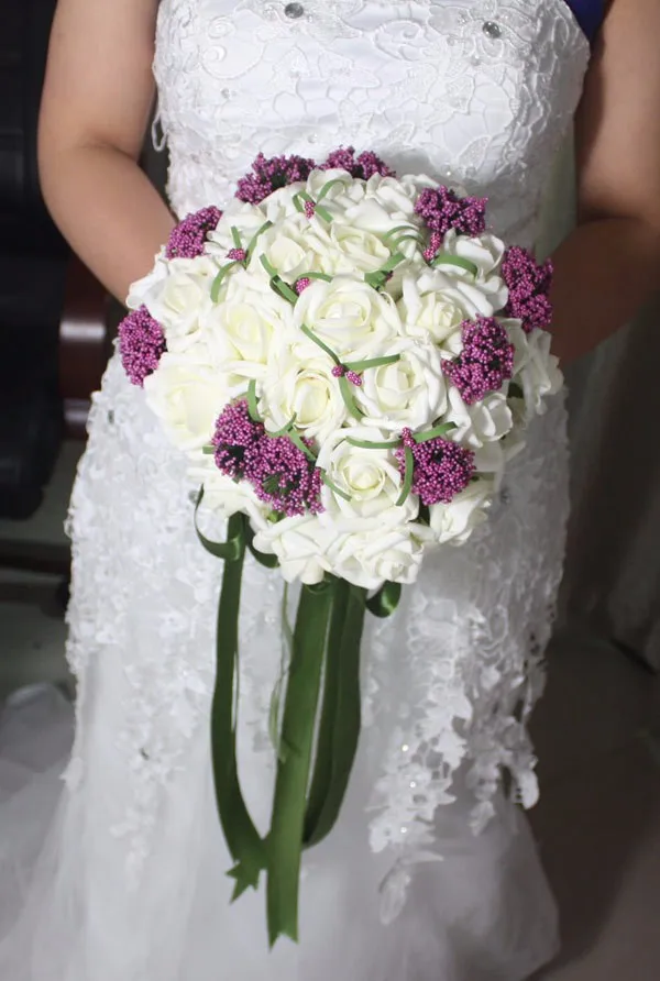 Романтические Свадебные цветы Свадебные букеты лента Искусственный Свадебный букет кристалл блеск buque de noiva MDB02