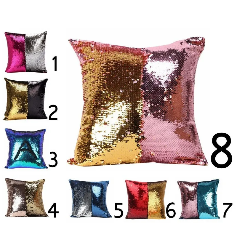

Cover for Kids Super Soft Pillowcases 40 x 40 cm Glitter Sequins Solid Color Pillow Case Sequins Pillow Cover PP21