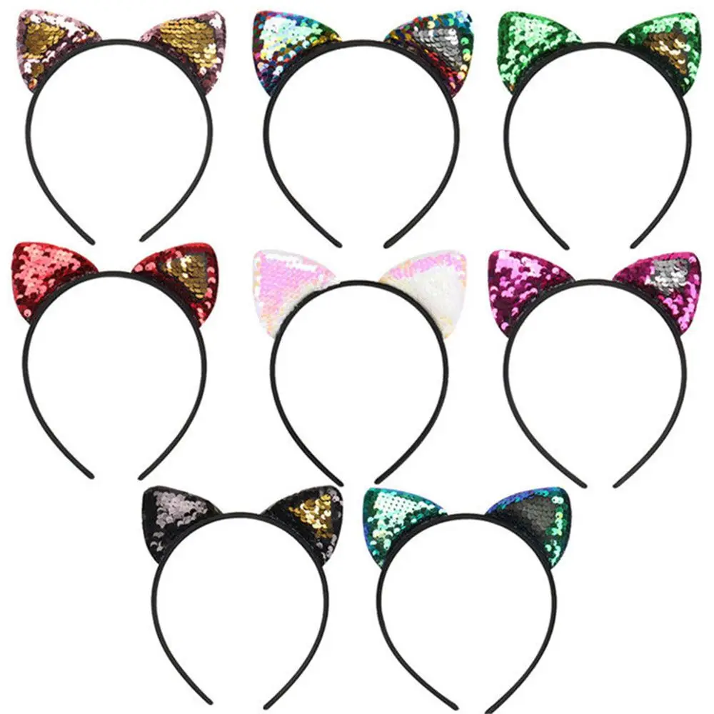 

1 PC New Sequins Hairband Cat Ear Cosplay Headband Women Girls hair band Headwear Party Gift Hair Accessories Dropship Hot Sale