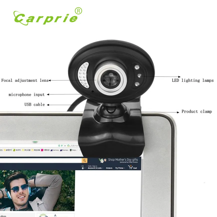 Carprie Новые HD 720 P 16mp USB 2.0 веб-камера Камера с микрофоном-клипсы для компьютера PC ноутбук 17may23 дропшиппинг