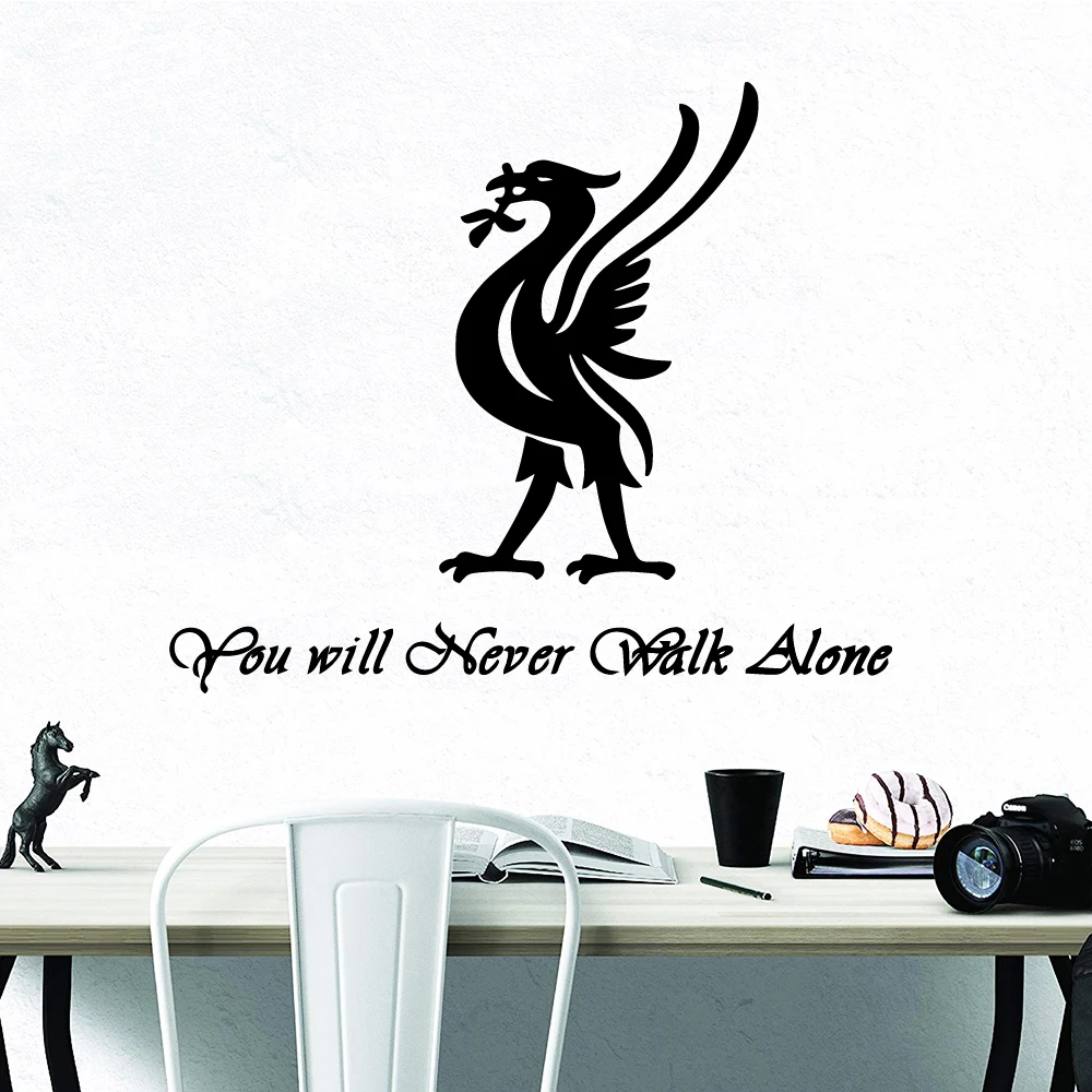 

Excellent Liverpool FC Wall Art Decals Football Club Phrase Inspiration Quote Never Alone Football Team Vinyl Mural naklejki