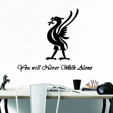 Excellent Liverpool FC Wall Art Decals Football Club Phrase Inspiration Quote Never Alone Football Team Vinyl Mural naklejki