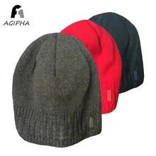 Горячая и теплая шерстяная вязаная шапка для женщин или мужчин, зимняя однотонная шапка или Весенняя акриловая шапка с утолщенным черепом с модным знаком