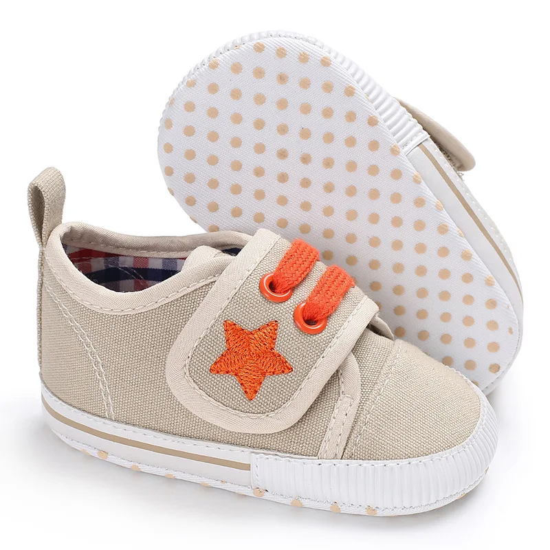 

Raise Young Spring Summer Canvas Baby Sneakers Embroidery Five-pointed Star Toddler Girl First Walker Newborn Infant Boy Shoes
