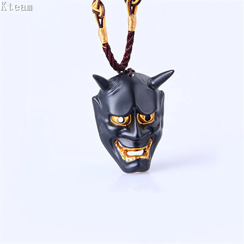 Stainless steel Evil Oni Noh Hannya Mask Pendant Necklace Wallet