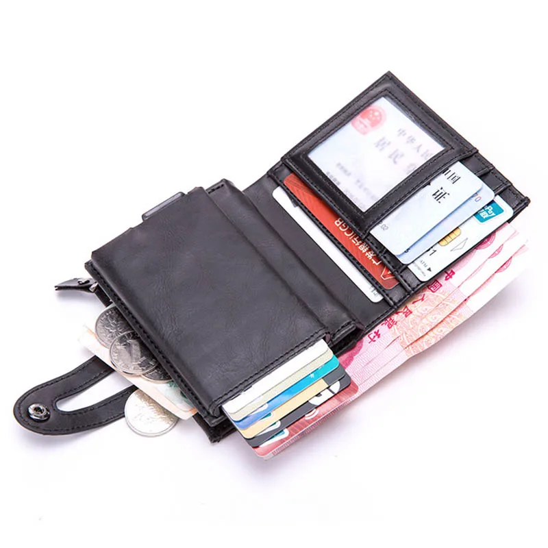 Baratos Cartera inteligente BISI GORO portatarjetas DE CRÉDITO 2019 hombres mujeres multifuncional Metal RFID caja de aluminio bloqueo tarjeta de viaje cartera