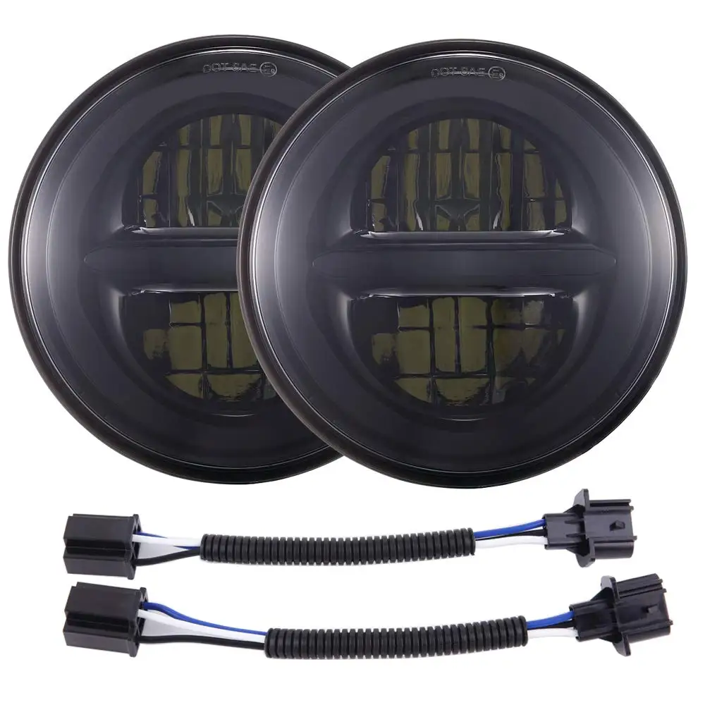 

Approved 7'' Round Black LED Headlight High Low Beam for Jeep Wrangler JK TJ LJ CJ Hummer H1 H2 (Pair)