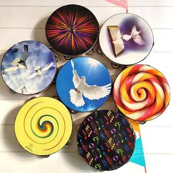 

8inch Colorful Print Handheld Percussion Musical Instrument Kids Toy