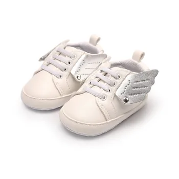 

White Newborn Baby Moccasins First Walkers Angel Wings PU Leather Baby Boys Girls Shoes Soft Soled Footwear Crib Shoes.CX71C