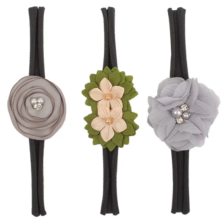 Комплект из 3 предметов; цветочная повязка принцессы; Детские эластичные повязки для волос с бантом; свежий милый головной убор; подарок; аксессуары для волос