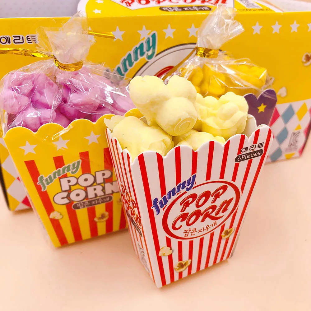 

Kawaii Creative Popcorn Eraser Cute Children Stationery School Supplies Rubber Eraser Correction Supplies Kids Girl Toy Gift